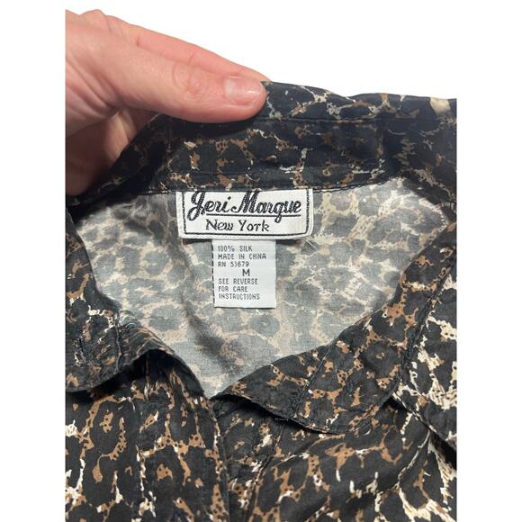 Jeri Marque New York 100% Silk Cheetah Print Women’s Blouse, size M Pre-Loved! - Picture 4 of 8